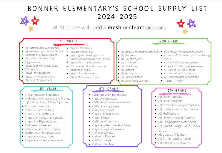  Bonner Supply List 2024-2025